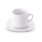 Komplet 6 filiżanek do kawy ze spodkami Tadar 220 ml porcelanowe kubeczki białe, herbaciane, bez wzoru, można myć w