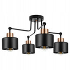 Lampa sufitowa wisząca żyrandol plafon LED E27 Nowoczesna czarna Premium oprawa metalowa 4-punktowa do salonu i jadalni