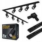Zestaw Szynoprzewód Szyna 4m + 8x Lampa GU10 LED system sufitowy czarny, 8 punktów świetlnych, oprawy do wnętrz, maks