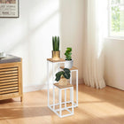 Kwietnik metalowy na kwiaty doniczki półki wysoki loft industrialny craft stojak na rośliny 3 donice 67 cm beżowo-biały