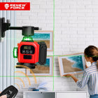 Poziomica laserowa 4D 16 linii laser krzyżowy 360 zestaw + statyw 120cm niwelator budowlany, zielona wiązka, zasięg 30