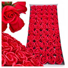 Róże mydlane czerwone flower box 50 sztuk główki z szypułką do bukietów dekoracja wnętrz, ozdoba stołu, upominek dla
