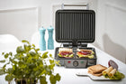 Grill elektryczny opiekacz mocny panini do mięsa warzyw 2500W Regulacja nominalna srebrny/szary