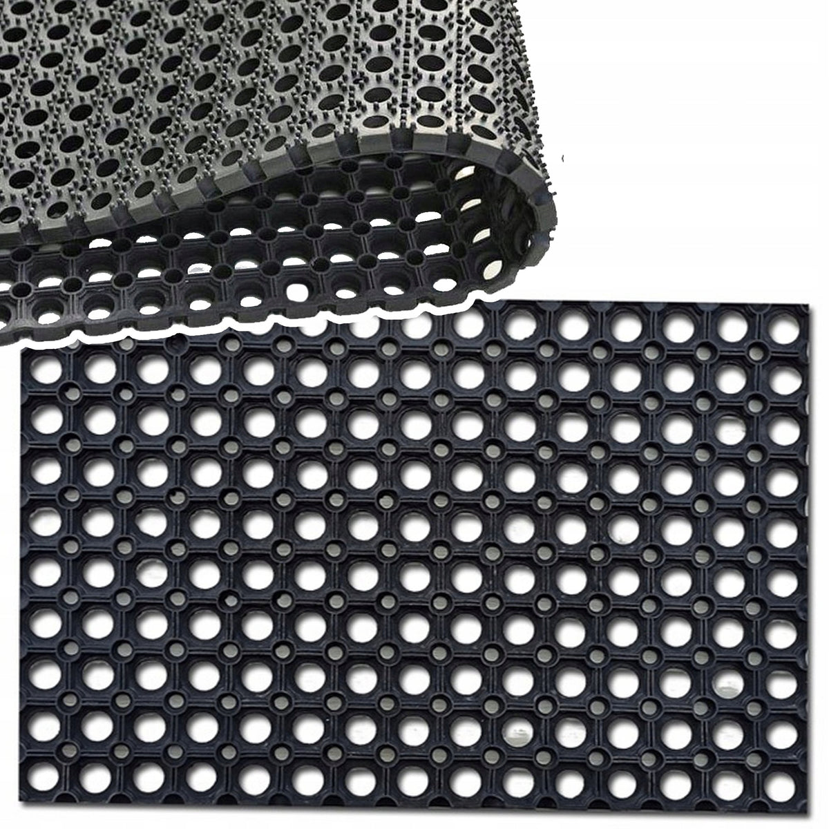 Wycieraczka pod drzwi do butów mata wejściowa gumowa ażurowa 60X80 22mm czarna, uniwersalna, przed wejście