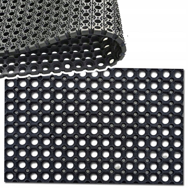 Wycieraczka pod drzwi do butów mata wejściowa gumowa ażurowa 60X80 22mm czarna, uniwersalna, przed wejście