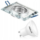 6x Oprawa halogenowa Szklana Kwadratowa + Żarówka GU10 LED 5,5W 3 BARWY oczko sufitowe wpuszczane, downlight do