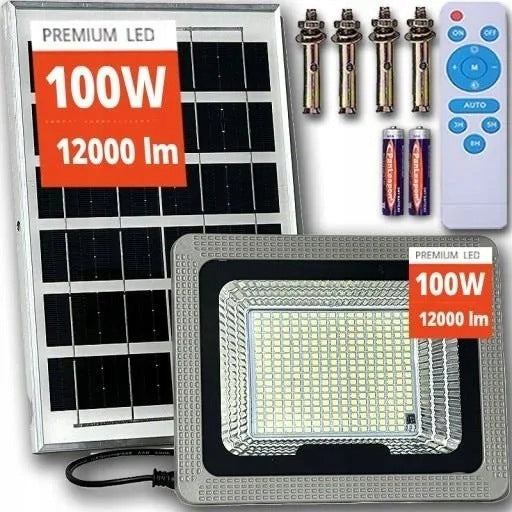 Mocna duża lampa solarna LED uliczna ogrodowa pilot halogen solarny premium naświetlacz zewnętrzny 24000 lm 6500 K IP66