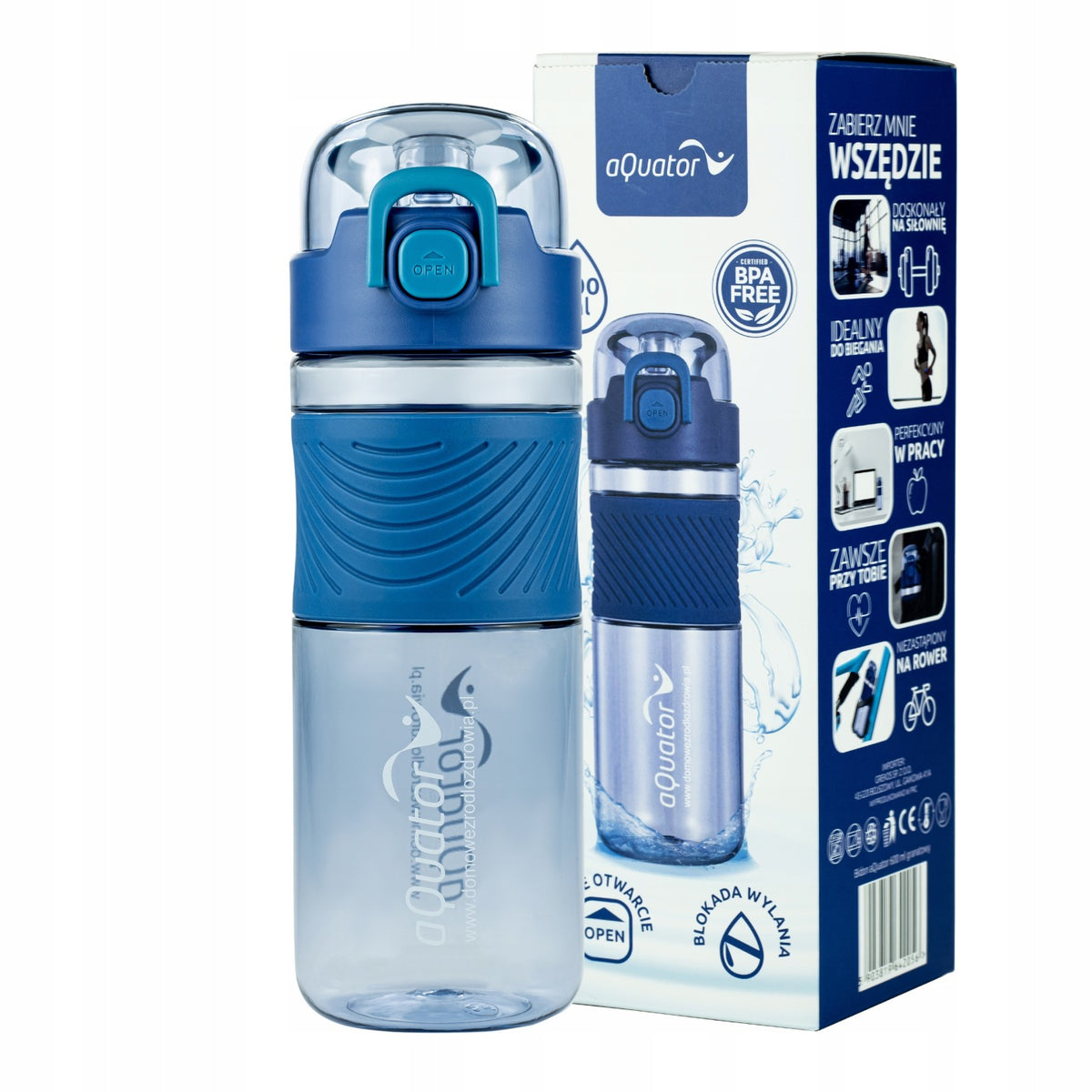 Butelka na wodę bidon Aquator 600 ml tritan BPA free pojemnik na napój, naczynie do picia, do szkoły i pracy