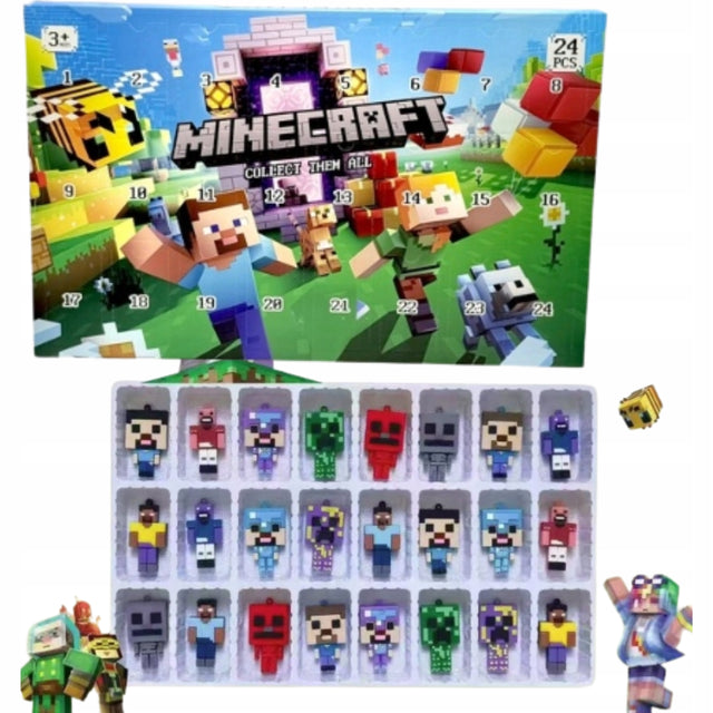 Kalendarz adwentowy minecraft 24 figurki breloki dla dzieci na prezent XL stojący