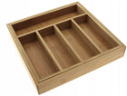 Wkład szuflady bambusowy organizer Sztućce 1218 pojemnik na noże, widelce i łyżki, 7 przegródek, biały, 43 × 31,5 cm