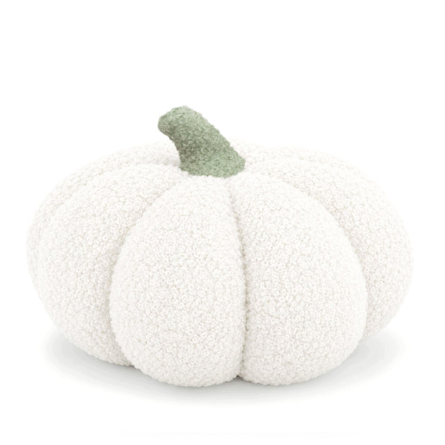 Poduszka dekoracyjna dynia 30 CM miękka 3D boucle jesienna halloween jasiek ozdobny do salonu, beżowa, wypełnienie kulką silikonową