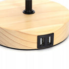 Lampa stołowa Aigostar biały E27 40 W z 2 portami USB lampka nocna na stolik, drewniana podstawa, do sypialni i salonu