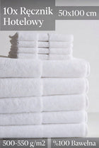 10x Ręcznik Hotelowy Biały 50x100 cm 500/550g/m2 bawełniany, kąpielowy, do łazienki, zestaw 10 sztuk, tekstylia