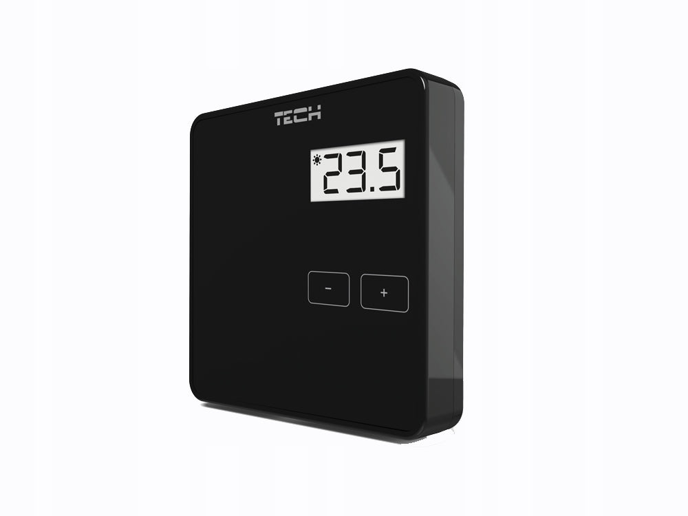 Tech R-10b czarny regulator pokojowy przewodowy do listwy L-10 kc523 termostat sterowanie temperaturą ogrzewania
