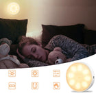 6X mini lampka USB lampa 8 LED z czujnikiem ruchu do oświetlenie szafki podświetlenie mebli, ciepła barwa, okrągła