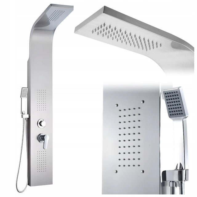 Panel prysznic bateria deszczownica hydromasaż zestaw prysznicowy srebrny kolumna natryskowa z termostatem stal nierdzewna 150 cm