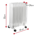 GRZEJNIK ELEKTRYCZNY OLEJOWY Z TERMOSTATEM ENERGOOSZCZĘDNY 2000W ŁAZIENKOWY 450 mm 585 mm grzewcza biały