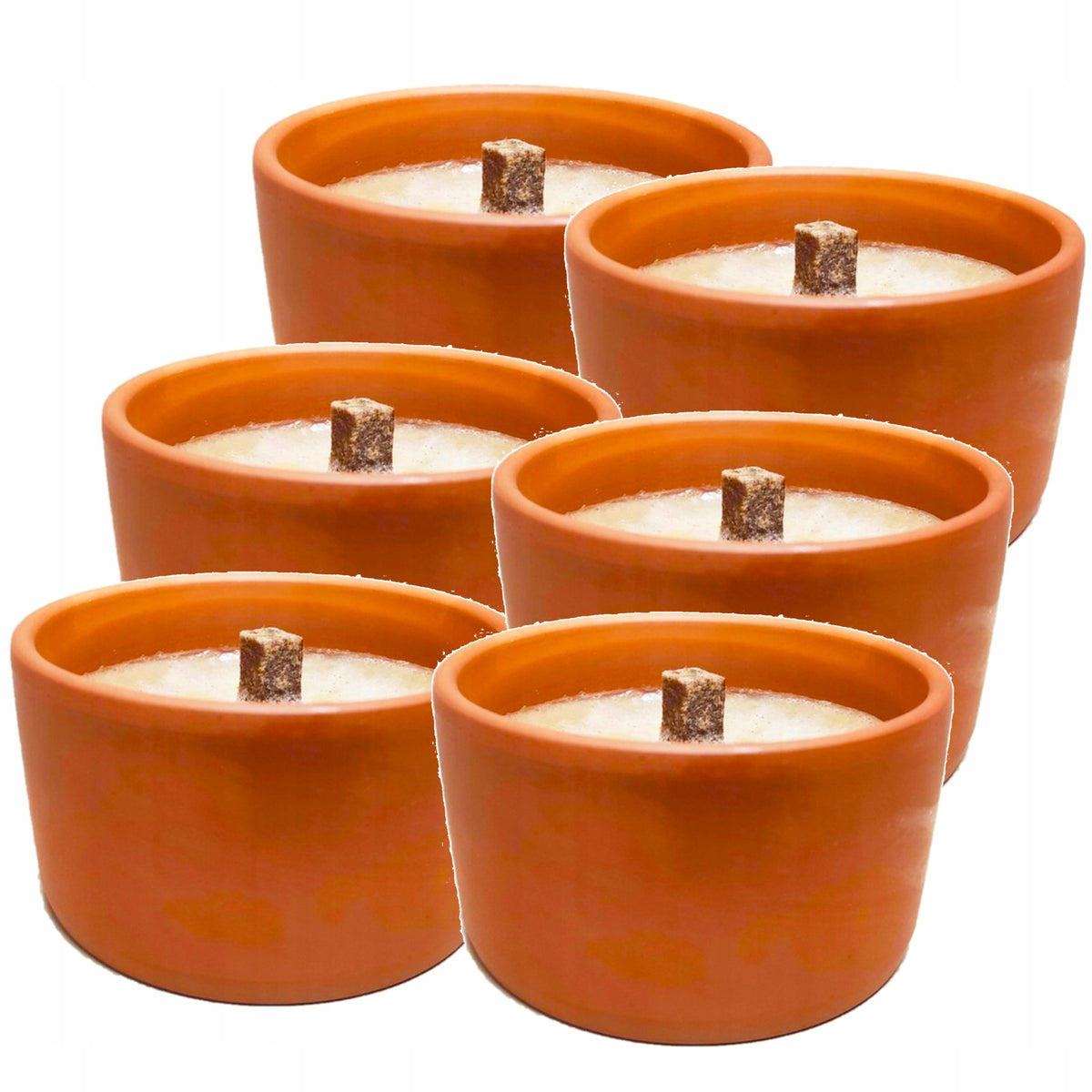 Znicz gliniany otwarty retro ekologiczny ceramiczny 6 szt parafinowy na cmentarz do grobu, czas palenia 15 h
