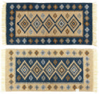 Dywan kilim tkany dwustronny wzór 80x150cm frędzle bawełniany chodnik orientalny niebieski prostokątny do wnętrz