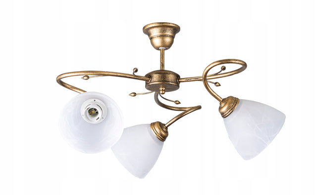 Lampa wisząca sufitowa żyrandol U-3 do salonu jadalni kuchni, 3 punkty światła, metalowa biała, gwint E27, 60 w, wysokość 33 cm