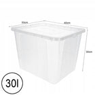 Pojemnik plastikowy z pokrywą duży zamykany organizer zabawki box 30l pudełko do przechowywania, bezbarwne, uniwersalne