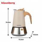 Kawiarka Klausberg KB-7994 4 filiżanki Moka Indukcja Gaz Stal Premium zaparzacz do kawy 200 ml, kafetiera beżowa
