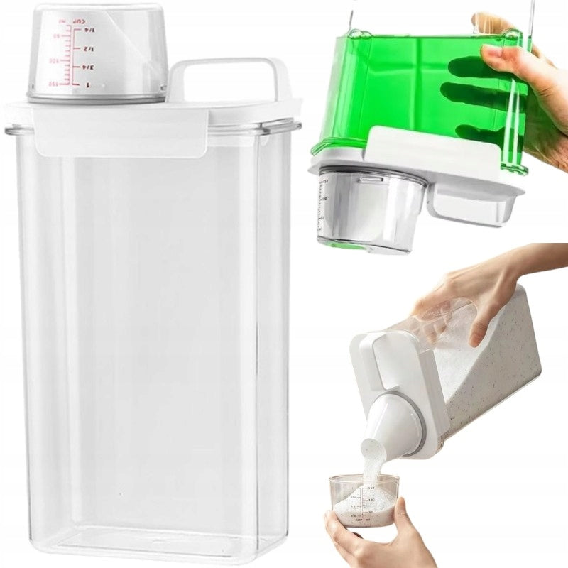 Pojemnik dozownik z miarką organizer na proszek płyn do prania płukania 2,3 na detergenty, do łazienki, 2300 ml