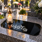 Podstawka Pod Znicze Podkładka na grób 30 x 14 cm Czarna Duża Grawerowana mata cmentarna z plexi, akrylowa osłona na
