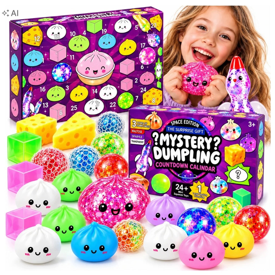 Kalendarz Adwentowy SQUISHY gniotki duży zestaw 24 dni Prezent Antystresowe stojący