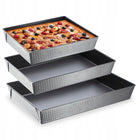 Blacha forma do pieczenia ciasta blaszka prostokątna XXL zestaw blach 3szt metalowe naczynia do wypieków 40x25,5x6,5 cm