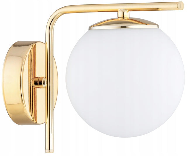 Złota Lampa Ścienna Kinkiet Białe Kule Milo LED E27 oprawa metalowa dekoracyjna do salonu sypialni 1 punkt świetlny 60 w