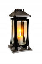 Znicz K-22 Grafit Nowoczesny Design czerń i Grafit Wysoki 27cm VIP Znicz lampion led na grób, ozdoba nagrobna