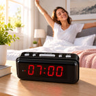 Budzik elektroniczny zegar sieciowy duży wyświetlacz LCD alarm 24H czarny cyfrowy czasomierz do sypialni z cyframi