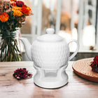 Dzbanek na Podgrzewaczu Biały Porcelana Imbryk do Herbaty Prezent 900ml czajniczek do parzenia naparów, serwowania