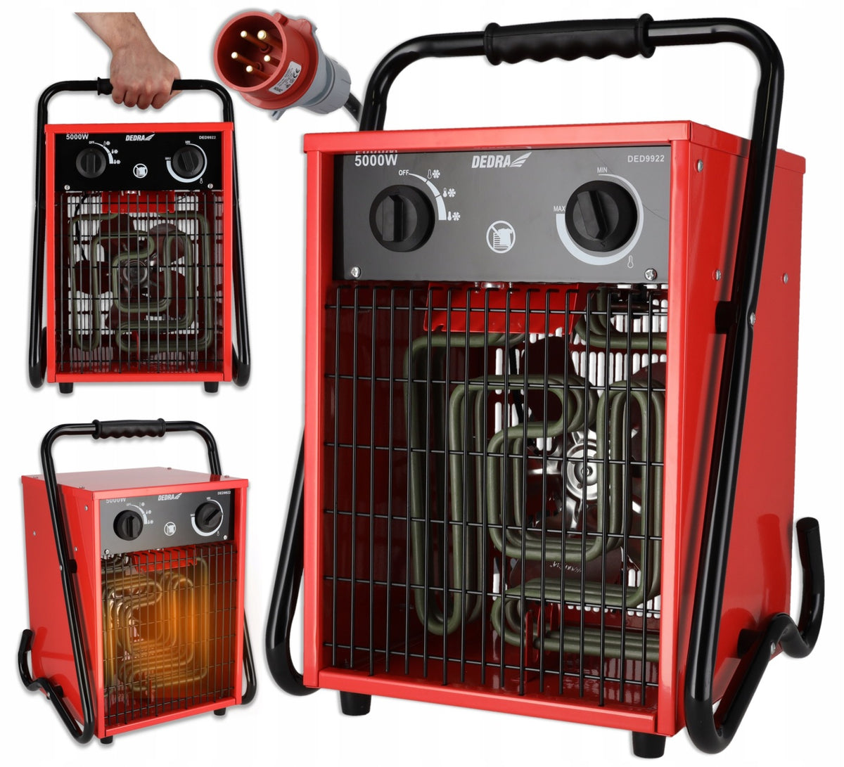 Nagrzewnica elektryczna 5000W 400V DEDRA termostat GRZEJNIK mocna 3-FAZOWA grzewcza