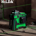 Poziomica laserowa hilda 3D 360 płaszczyznowa laser krzyżowy zielony 2 AKU niwelator do układania płytek, prac
