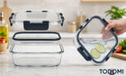 12 x lunchbox szklane pojemniki na żywność uszczelka żaroodporne zestaw 9.7 l bezbarwny, czarny