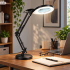 Lampka LED Kosmetyczna Lupa Szkło Powiększające na Biurko do paznokci do manicure, gabinetu kosmetycznego, czarna, E27