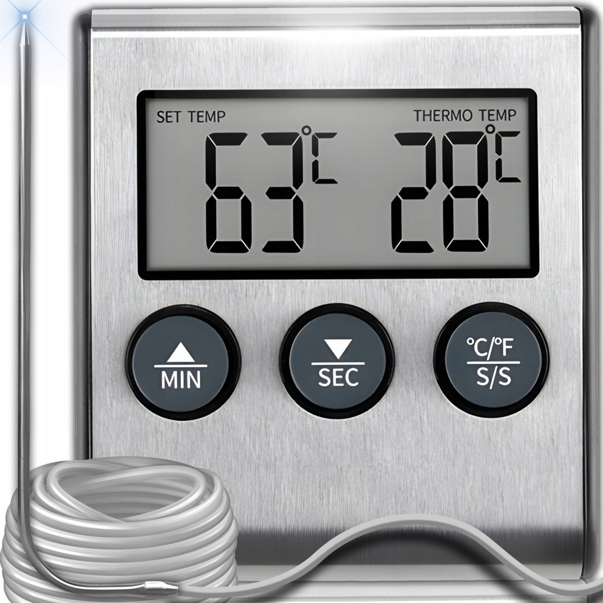 Termometr termostat minutnik do wędzarni grill elektroniczny sonda mięsa timer kuchenny do kontroli temperatury potraw
