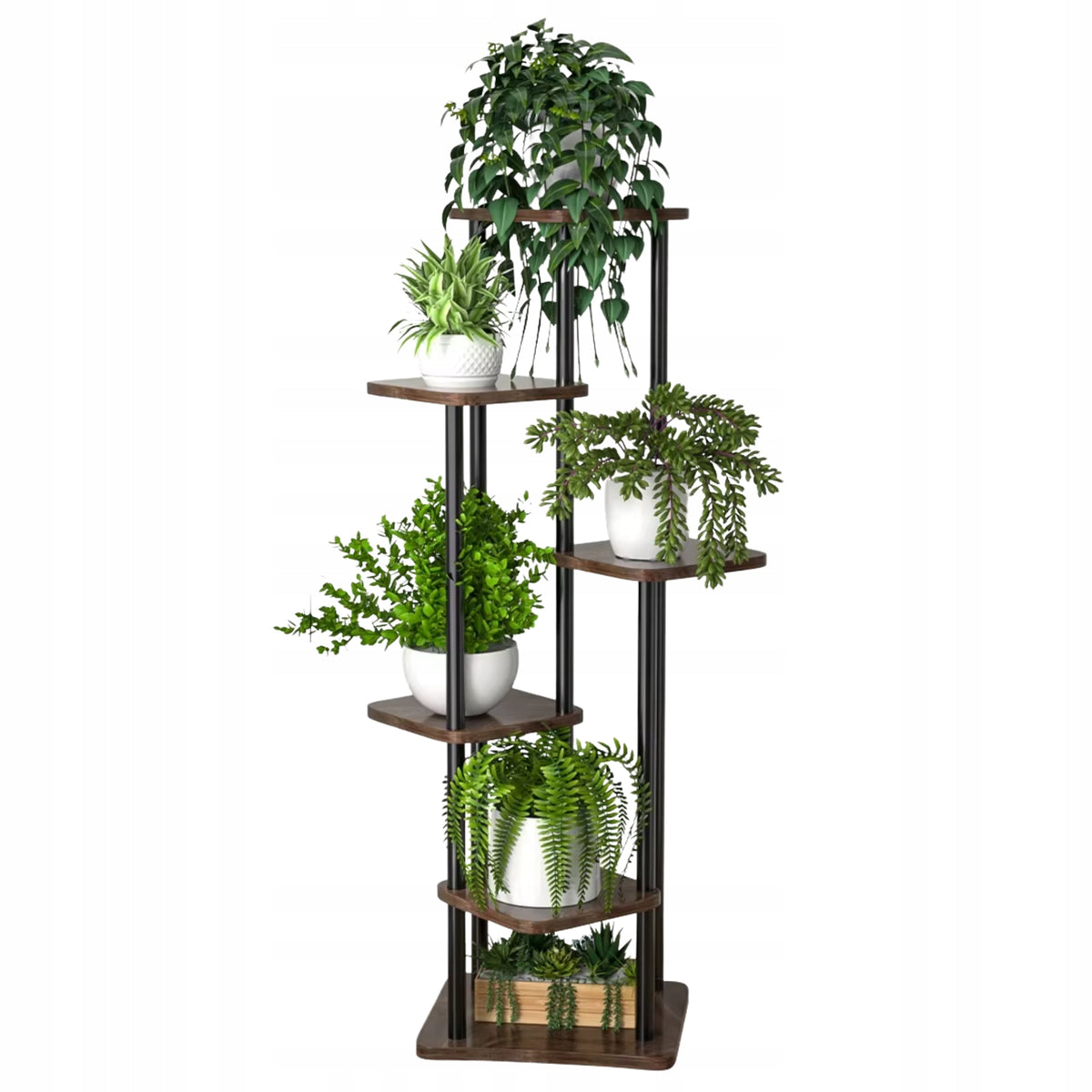 Kwietnik na kwiaty stojak metalowy stojący loft rośliny regał 132 CM na doniczki, ekspozytor doniczek, czarny