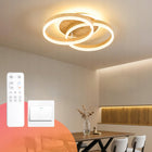 Lampa sufitowa LED Double Circle50CM,ściemniana,36W,z pilotem,Wygląd drewna plafon okrągły do salonu, białe światło