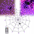 PAJĘCZYNA na HALLOWEEN 70 LED SZTUCZNA ŚWIECĄCA LAMPKI FIOLETOWE + pajak dekoracja imprezowa, ozdoba wnętrza, sieć