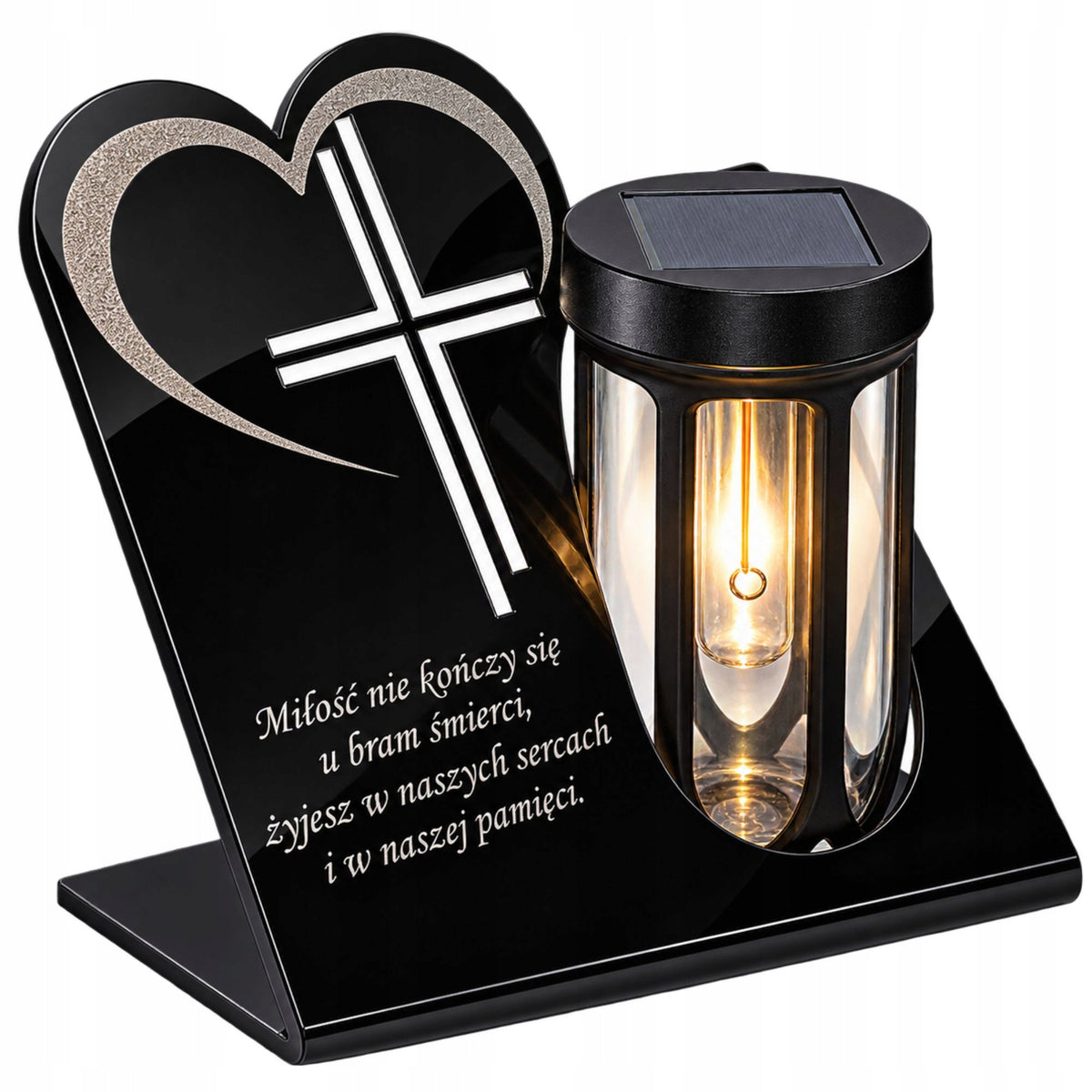 Znicz Solarny na Grób Wieczna Latarenka Statuetka na Cmentarz LED 18 cm lampion nagrobny, ozdoba nagrobna, dekoracja