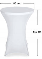 Pokrowiec na stolik cateringowy stół bankietowy barowy okrągły obrus 80 cm serweta poliestrowa gładka biała 110 cm