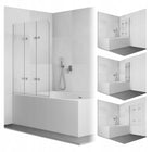 Parawan nawannowy składany 3 skrzydłowy chrom 120cm transparentny sevante ścianka do wanny, osłona prysznicowa, szkło