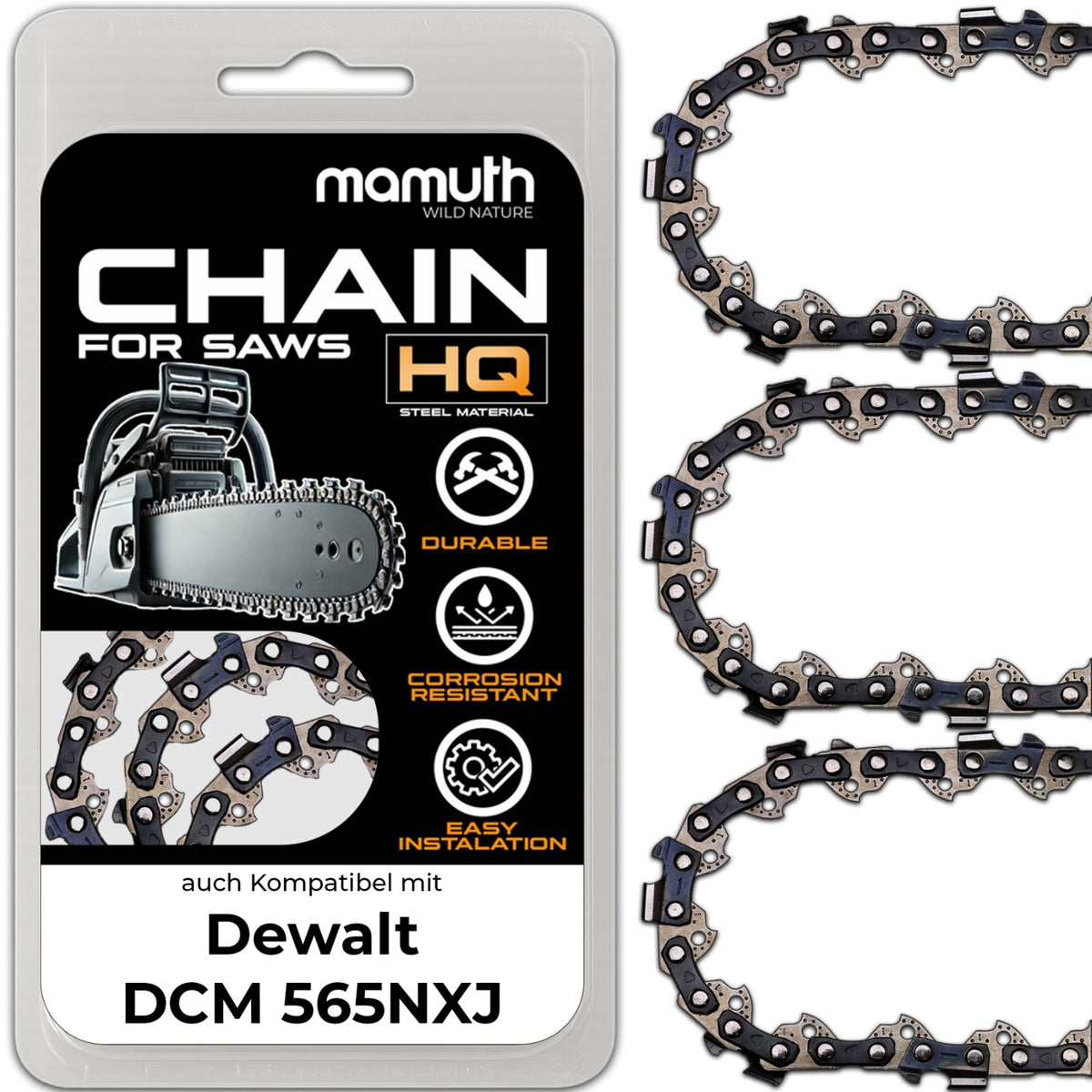 3x Łańcuch 30cm do piły Dewalt DCM 565NXJ 1,1mm 3/8" 45TG do pilarki akumulatorowej, część zamienna do cięcia drewna