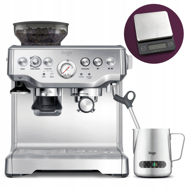Ekspres Kolbowy Sage z Młynkiem THE barista express SES875BSS Srebrny ciśnieniowy do espresso, kawa ziarnista i mielona, 15 bar, zbiornik 2 l