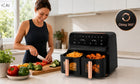 Frytkownica dwukomorowa beztłuszczowa airdweller AIR fryer 2400W 9l czarna czarny