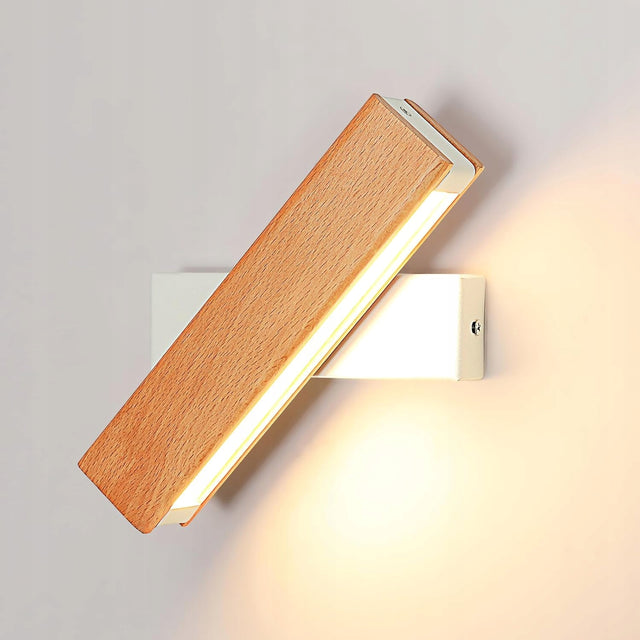 Lampa scienna LED drewno kinkiet biały obrotowy do salonu korytarz 3000K 4W oprawa kierunkowa do sypialni metalowa 1 punkt świetlny