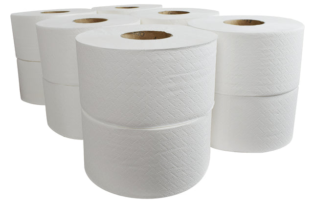 Papier toaletowy jumbo NN biały miękki mocny 2w 100m 12 rolek celulozowy, 800 listków, bezzapachowy, do łazienki i sanitariatów